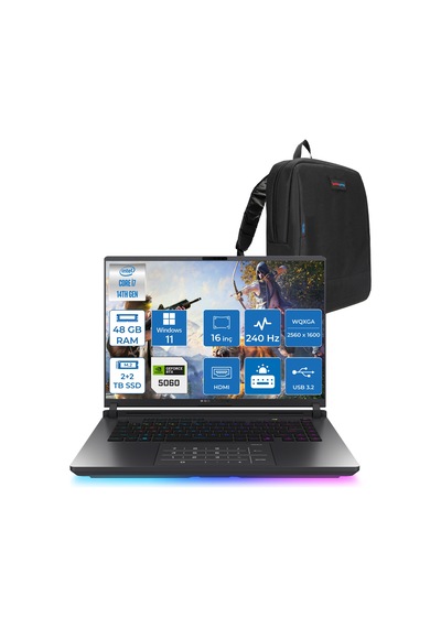 Asus ROG Strix G16 G615JMR-S5049-S5049F070 i7-14650HX 48 GB 2 TB+2 TB SSD 8 GB RTX5060 16" W11H Dizüstü Bilgisayar + Zetta Çanta