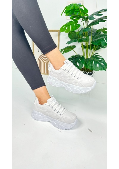Günlük Kadın Sneaker Bağcıklı Yüksek Kalın Tabanlı Oval Burunlu Rahat Hafif Spor Ayakkabı 1001 Beyaz Günlük Kadın Sneaker Bağcıklı Yüksek Kalın Tabanlı Oval Burunlu Rahat Hafif Spor Ayakkabı 1001 Beyaz