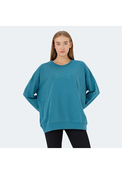 Slazenger VIKENTI SW Oversize Kadın Cepli Oversıze Petrol Sweatshirt