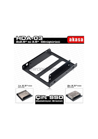 Akasa 2 X 2.5" Hdd/Ssd Çift Yuvalı 3.5 "Dönüştürücü