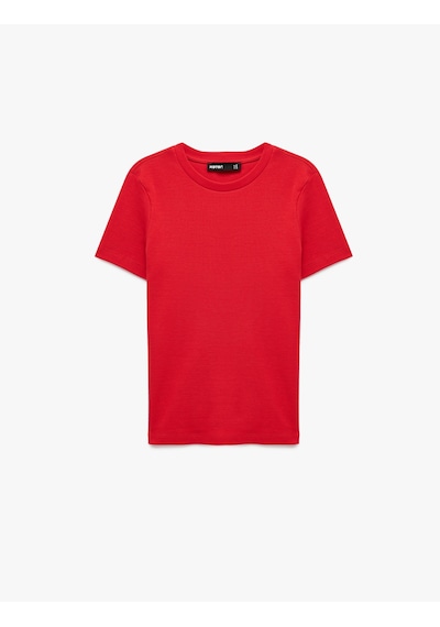 Koton Pamuklu Slim Fit Bisiklet Yaka Kısa Kollu Basic Tişört Kırmızı 6sak50472ek