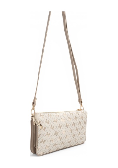 Silver & Polo Silver Polo Bej - Kum Monogram Kadın Çapraz Çanta Sp1291