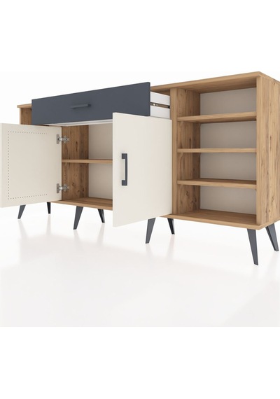 Arges Konsol 7 Raflı Tek Çekmeceli 2 Kapaklı 176x30x83 Çam-aytaşı/antrasit Aytaşı/antrasit Arges Konsol 7 Raflı Tek Çekmeceli 2 Kapaklı 176x30x83 Çam-aytaşı/antrasit Aytaşı/antrasit