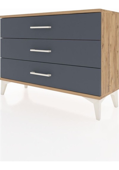 Arges Şifonyer 3 Çekmeceli 88x30x64 Çam-antrasit Atlas Çam