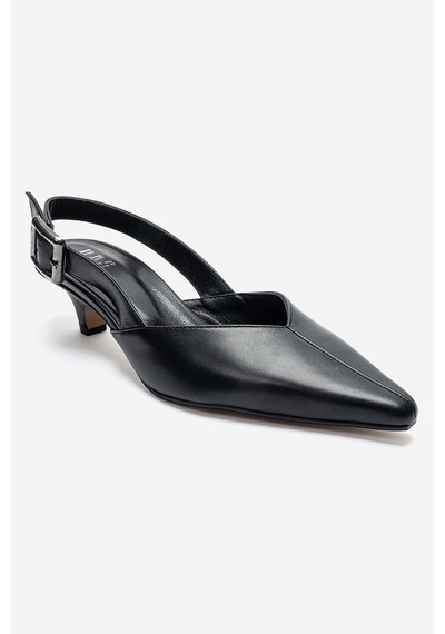Luvishoes Dıorıs Siyah Cilt Hakiki Deri Kadın Kısa Topuklu Ayakkabı