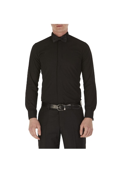 Efor Slim Fit Duble Manşet Ata Yaka Siyah Damatlık Smokin Gömlek Gk 148 Siyah