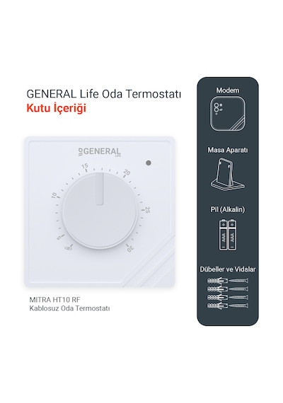 Mitra Ht10 Rf Kablosuz Oda Termostatı - Beyaz
