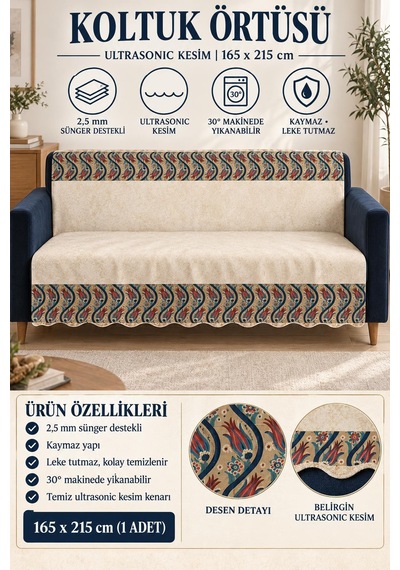 Çok Amaçlı Kadife Koltuk Örtüsü Kaymaz Süngerli 165x215 Cm Modern Bohem Çekyat Şalı Piknik Masa Örtüsü Alk18 Renkli