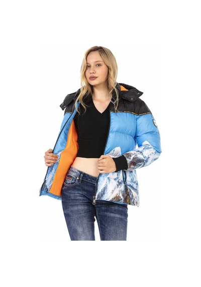 Cipo & Baxx Wm119 Baskılı Şişme Mont Blue Mavi