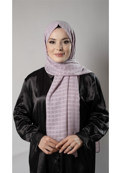 Hürrem Bone Koyu Gül Kurusu Desenli Şal Şifon Kumaş Kareli Çizgili 202107 49 Koyu Gül Kurusu