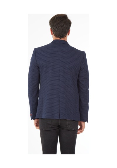Sposo 5104 Dar Kalıp Örme Kumaş Koyu Laci Erkek Blazer Ceket Koyu Lacivert