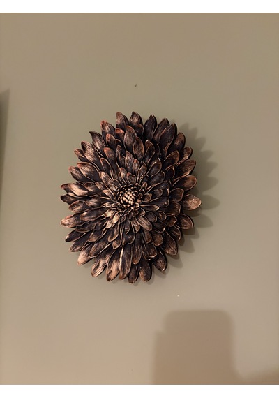 Dekoratif Çiçek Tabak / Sunumluk Mat Siyah & Altın Yaldız Eskitme 28 Cm