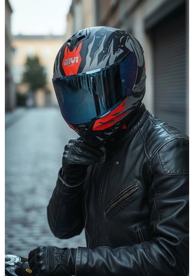 Gıvı 50.x Sharkbıte Mat  1 Renkli 1 Şeffaf Vizörlü Motosiklet Kask Lacivert Vizör + Şeffaf