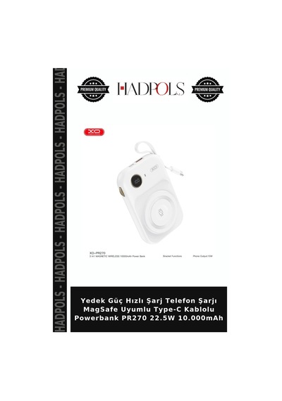 Yedek Güç Hızlı Şarj Telefon Şarjı Magsafe Uyumlu Type-c Kablolu Powerbank Pr270 22.5w 10.000mah Çok Renkli