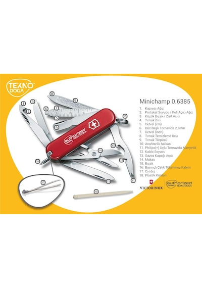 Victorinox Kamp Çakı 0.6385 Minichamp 18 Fonksiyon Mini Champ Kırmızı