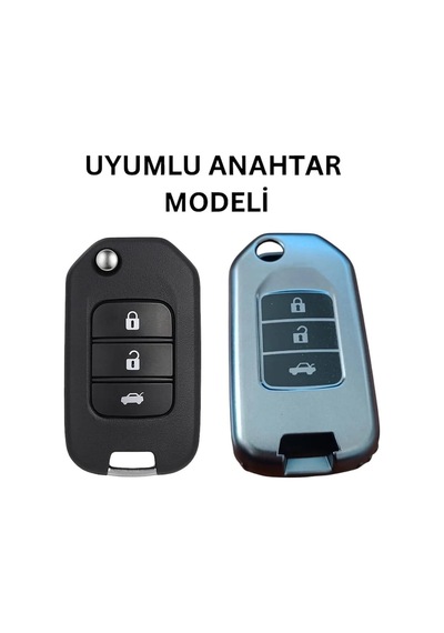 Trobus Honda Civic Fc5 Uyumlu Oto Anahtar Kılıfı Katlanır 3 Buton Füme