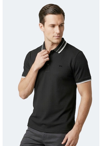 Slazenger Zınovıa Erkek Polo Yaka Siyah Tişört