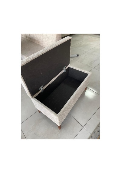 100cm 40cm Sandıklı Puf Krem Krem