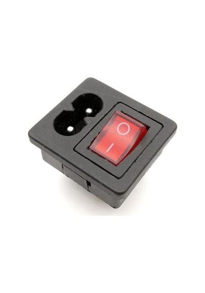 Iec320 2-Pin Erkek Power Soketi - Işıklı Anahtarlı