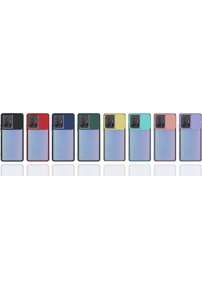 Noktaks - Xiaomi Uyumlu Xiaomi Mi 11t 5g - Kılıf Slayt Sürgülü Arkası Buzlu Lensi Kapak - Kırmızı