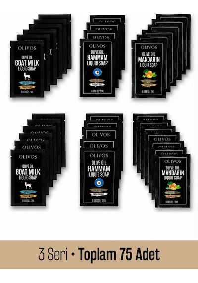 Olıvos Tek Kullanımlık Zeytinyağlı Sıvı Sabun 2 Ml X 75 Okul-seyahat-otel Paraben & Sülfat İçermez