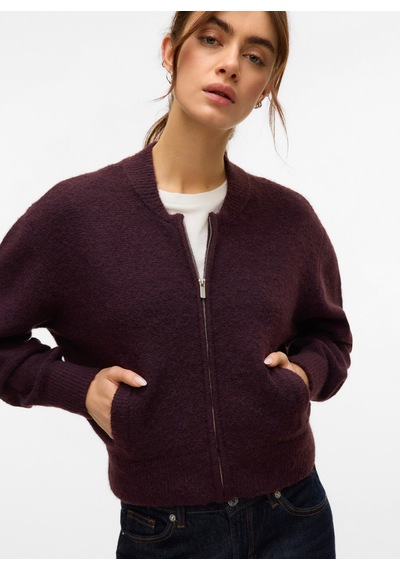 Vero Moda Bordo Kadın Fermuarlı Kazak Vmhanna Ls O-neck Zıpper Cardıgan B