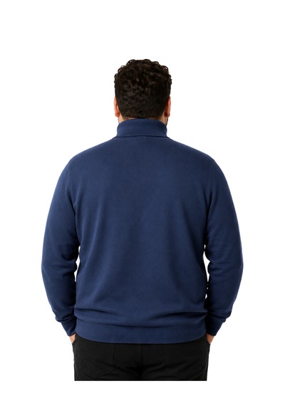 Battalmoda Erkek Büyük Beden İndigo Tam Balıkçı Pamuklu Kazak 3xl-4xl-5xl-6x