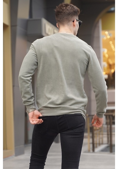 Madmext Haki Basic Bisiklet Yaka Triko Kazak 5965 Haki