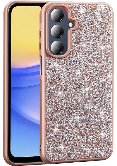 Samsung Uyumlu Galaxy A16 Kılıf Parlak Taşlı Tasarım Zore Pırlanta Kapak Gold