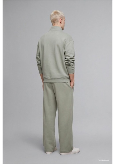Defacto Boxy Fıt Dik Yaka Skuba Kumaş Uzun Kollu Basic Sweatshirt E9363ax26aukh499 Haki-kh499