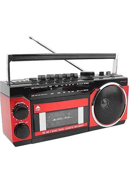 Puxing Px-250 Bt Retro Kaset Çalar Bluetooth Hoparlör Usb Sd Mp3 Çalar Fm Am Sw Radyolu Kırmızı Nostaljik Teyp