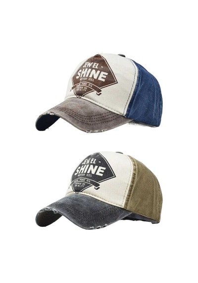 Tezzgelsin Unisex Eskitme Jewel Shine Ayarlanabilir Beyzbol Kep Şapka Baseball Şapka 2'li Set Kahverengi Siyah