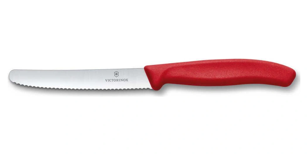 Victorinox Kırmızı Domates Soyacağı - 11 Cm Tırtıklı Domates Sebze Bıçağı - 8 Cm Düz Bıçak 3lü Set Kırmızı