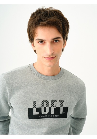 Regular Fit Erkek Sweatshirt Gri Melanj