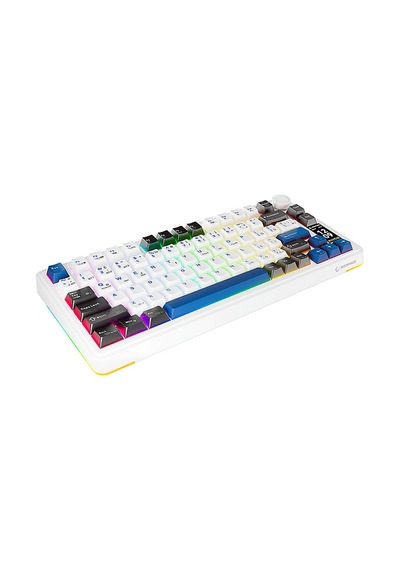 Rampage Quell Pro Ekranlı Hot Swap 2.4g + Bt Wireless Rgb Gasket Oil Switch Türkçe Q Pbt Mekanik Gaming Klavye Beyaz