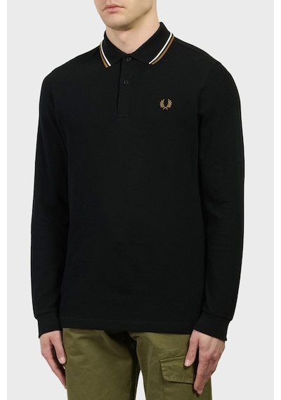 Fred Perry Logolu Pamuklu Düğmeli Polo Yaka Sweat Erkek Polo Yaka Sweat M3636 P69 Siyah