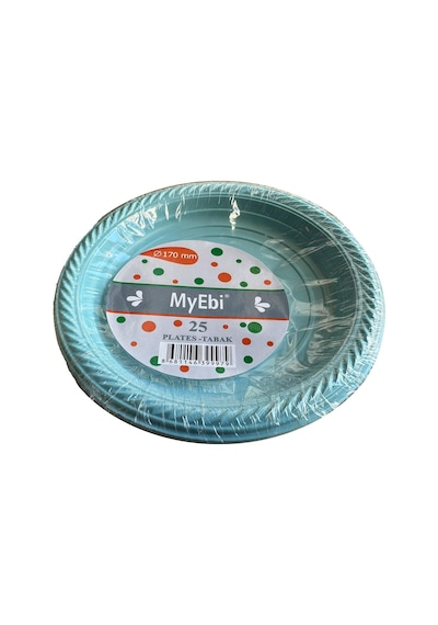 Kullan At Renkli Turkuaz Parti Davet Plastik Tabak - 17 Cm. - 25 Adetlik 10 Paket