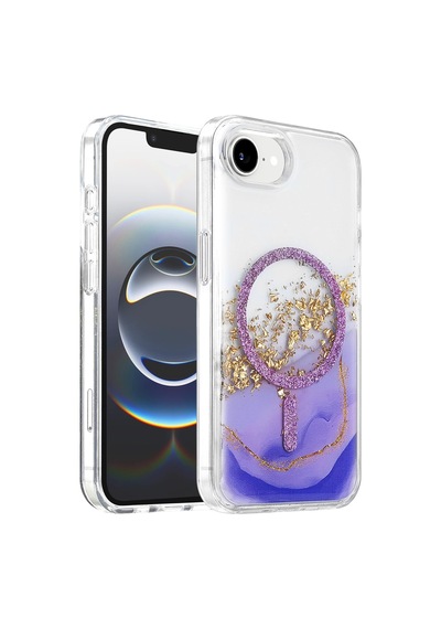 Onegif Apple Uyumlu iPhone 17e Lotus Simli Magsafe Kapak - Mor Standart