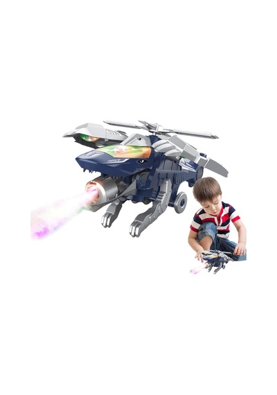 Dinozora Dönüşen Işıklı Ve Sesli Helikopter