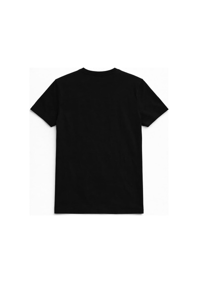 Erkek Bisiklet Yaka Baskı Detay T-shirt Siyah