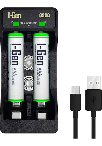 I-gen G290 2'li Aa/aaa/9v Pil Şarj Aleti + 2 Adet Aaa 900 Mah 1.2v Ni-mh Şarjlı Ince Kalem Pilli Set
