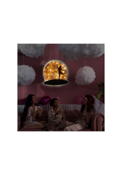 Kişiselleştirilebilir Led Işıklı Epoksi Cam Katmanlı Tablo Zoey Dolunay Sarı - 738149267 Sarı