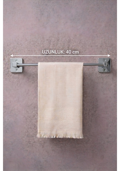 Sas Haus Yapışkanlı Krom Uzun Havluluk Duvar Tipi Delme Gerektirmez Banyo Havlu Askılığı S-101 Ktk Siyah