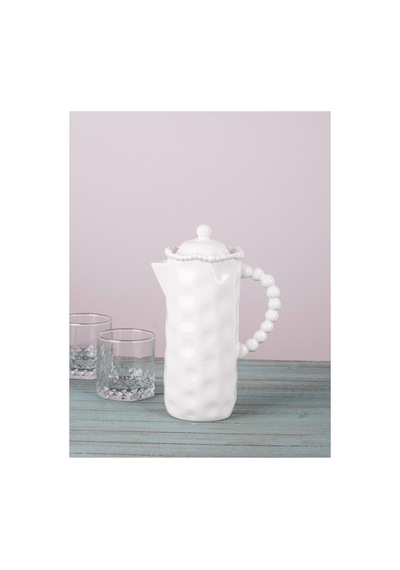 Beyaz Porselen 1000 Ml Yağdanlılk Sütlük Sürahi Beyaz