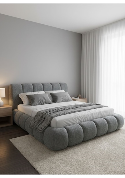 Most Piatto Premium Bazalı Karyola Antrasit Bukle Kumaş 180x200 Cm. Yatak İçindir Evinize Teslim 180 x 200 CM