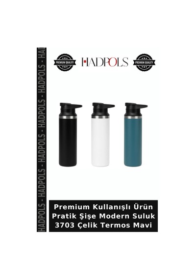 Premium Kullanışlı Ürün Pratik Şişe Modern Suluk 3703 Çelik Termos Mavi