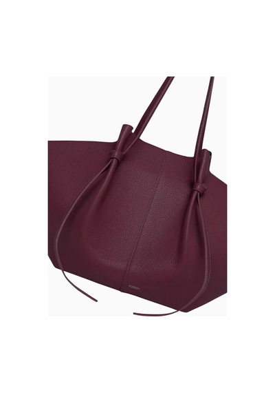 Yuzefi Large Mochi Bordo, Grained Deri Lüks Geniş Tote Omuz Çantası
