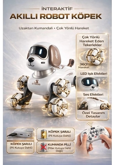 Neodog Robot Köpek Merdiven Çıkabilen Büyük Beyaz Karışık