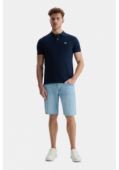 Ucla Lakes Lacivert Polo Yaka Nakışlı Standard Fit Erkek Tshirt Lacivert