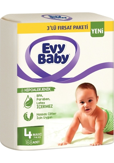 Evy Baby Bebek Bezi 3'lü Fırsat Paketi 4 Numara 168 Adet